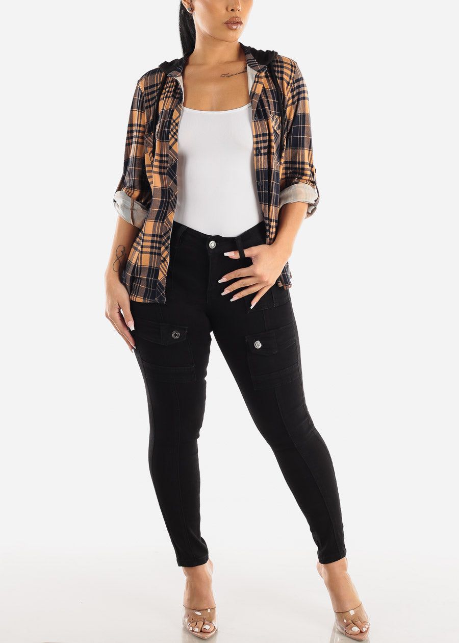 Black Mid Rise Cargo Skinny Jeans sold by Moda product image thumbnail 2