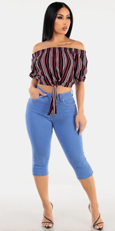 Stripe Butt Lift Denim Outfit sold by Moda