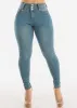 3 Button High Waist Levantacola Blue Skinny Jeans sold by Moda