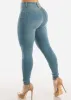 3 Button High Waist Levantacola Blue Skinny Jeans sold by Moda