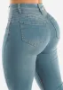 3 Button High Waist Levantacola Blue Skinny Jeans sold by Moda