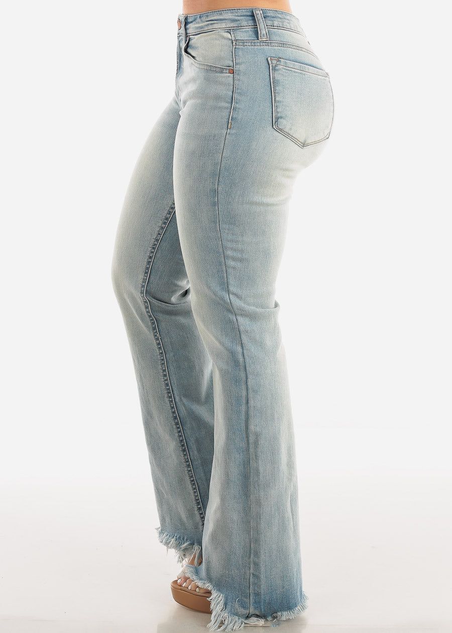 High Waist Wide Leg Light Denim Jeans w Raw Hem sold by Moda product image thumbnail 3