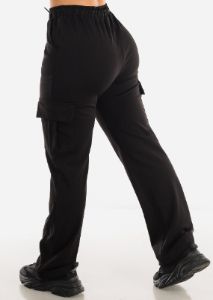 High Waisted Black Bungee Cargo Pants sold by Moda
