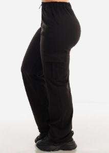 High Waisted Black Bungee Cargo Pants sold by Moda