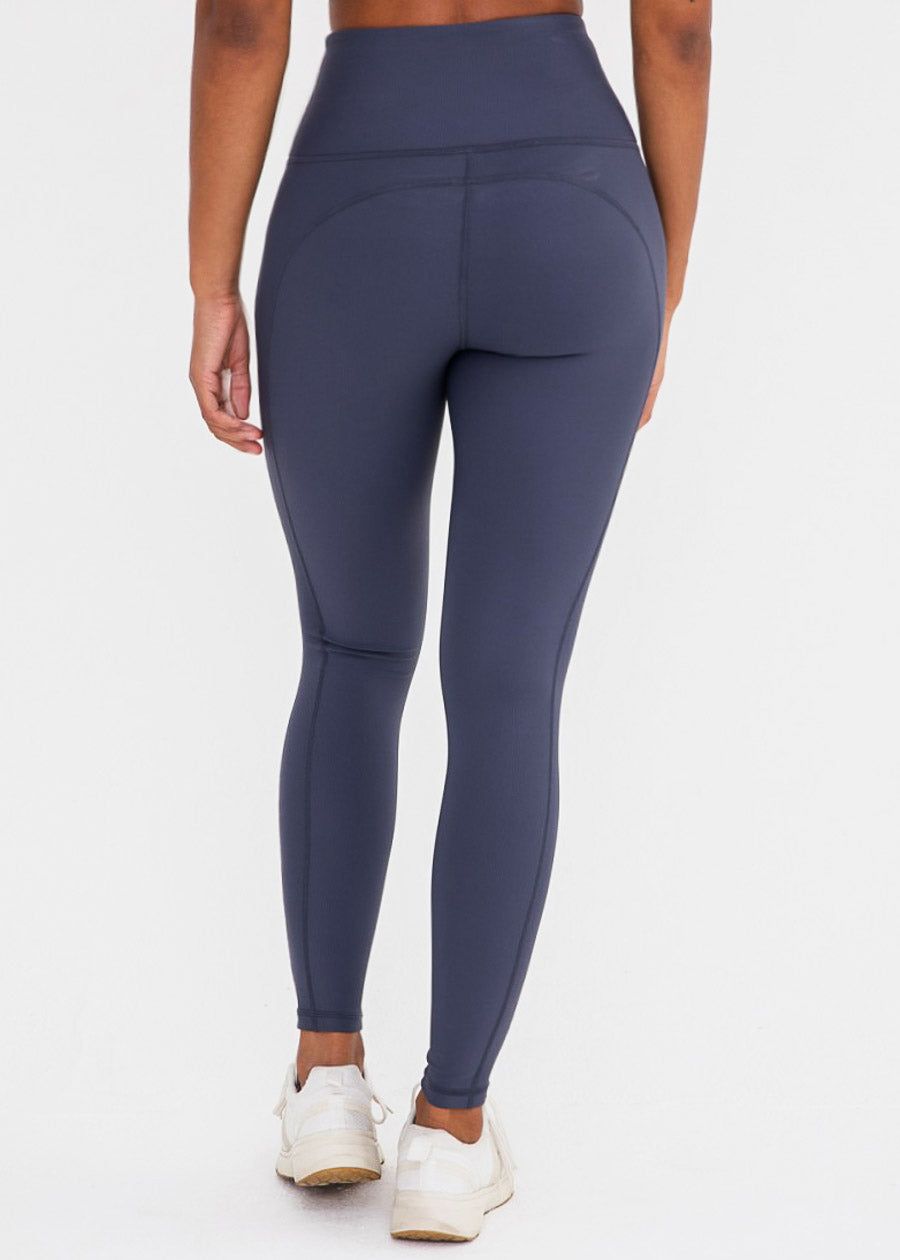 High Waisted Micro Ribbed Activewear Leggings Dark Grey sold by Moda
