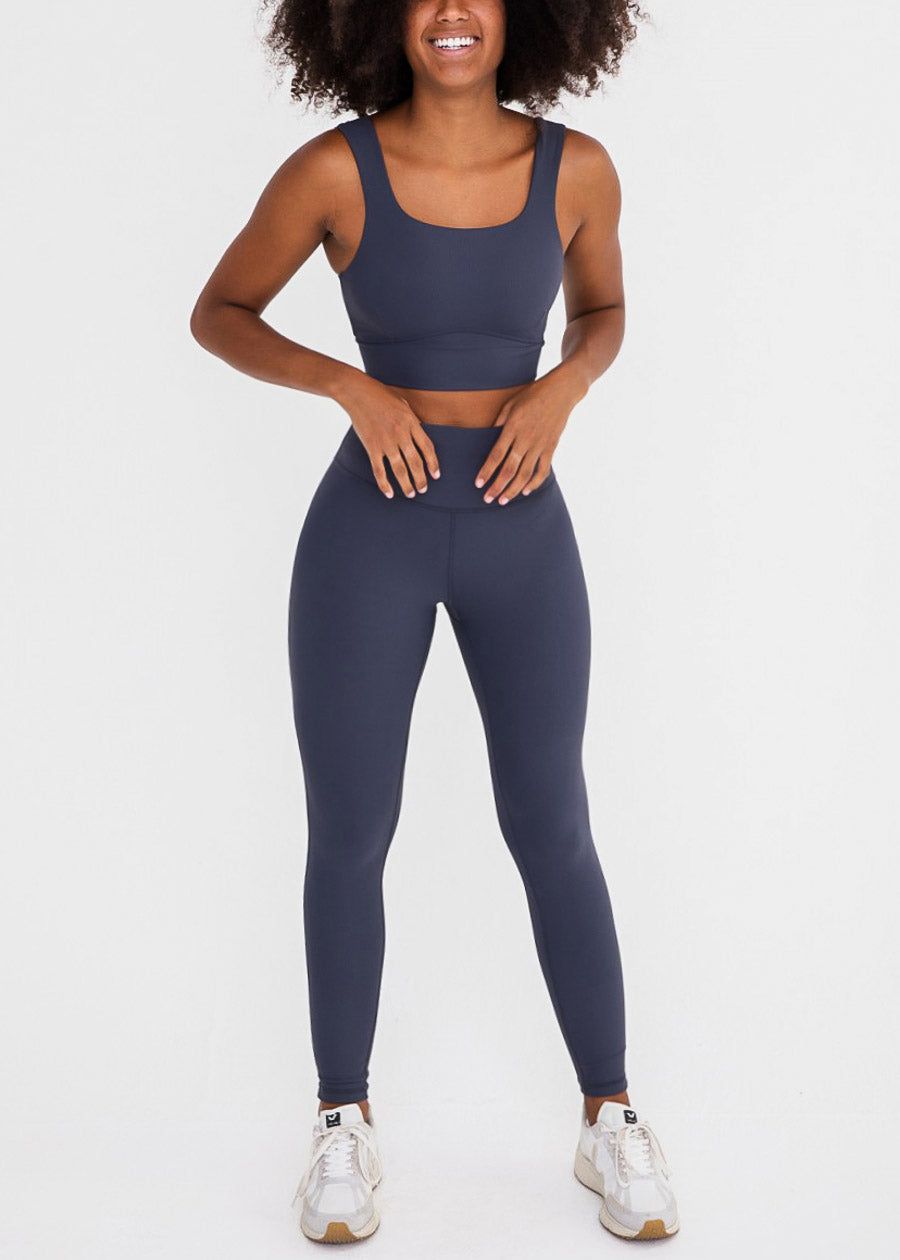 High Waisted Micro Ribbed Activewear Leggings Dark Grey sold by Moda product image thumbnail 3
