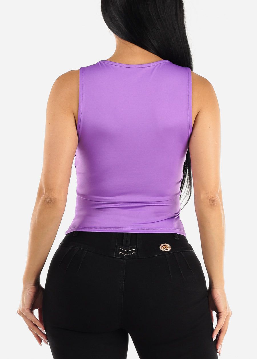 Sleeveless Ruched Fitted Top Purple sold by Moda product image thumbnail 4