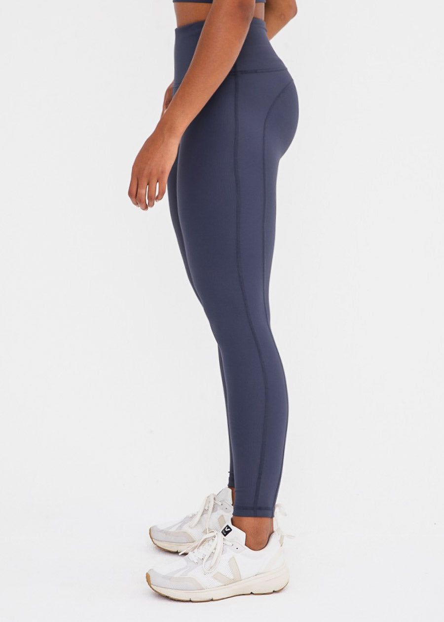 High Waisted Micro Ribbed Activewear Leggings Dark Grey sold by Moda product image thumbnail 4