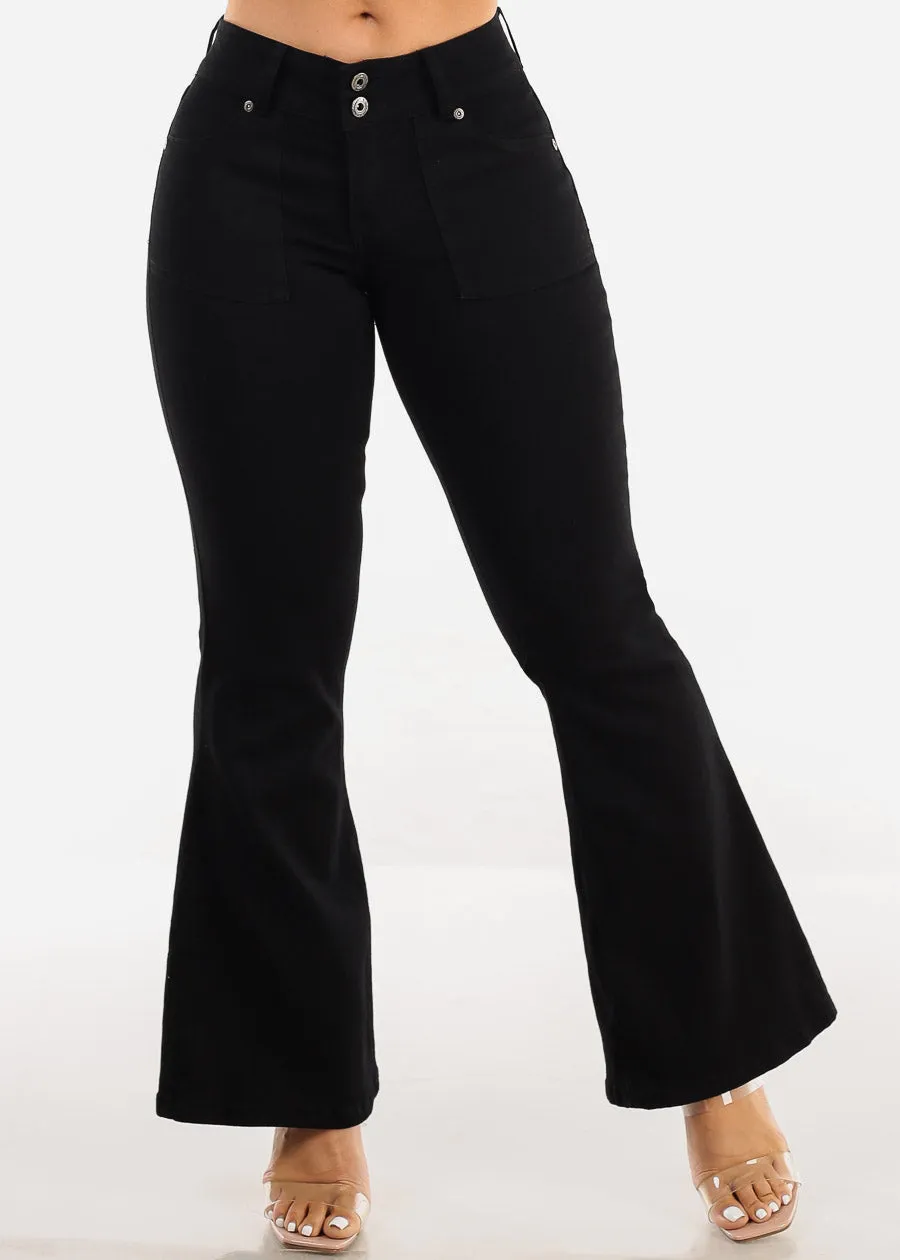 Mid Rise Black Flared Bootcut Jeans sold by Moda
