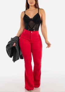 Black Sleeveless Thong Floral Lace Bodysuit sold by Moda
