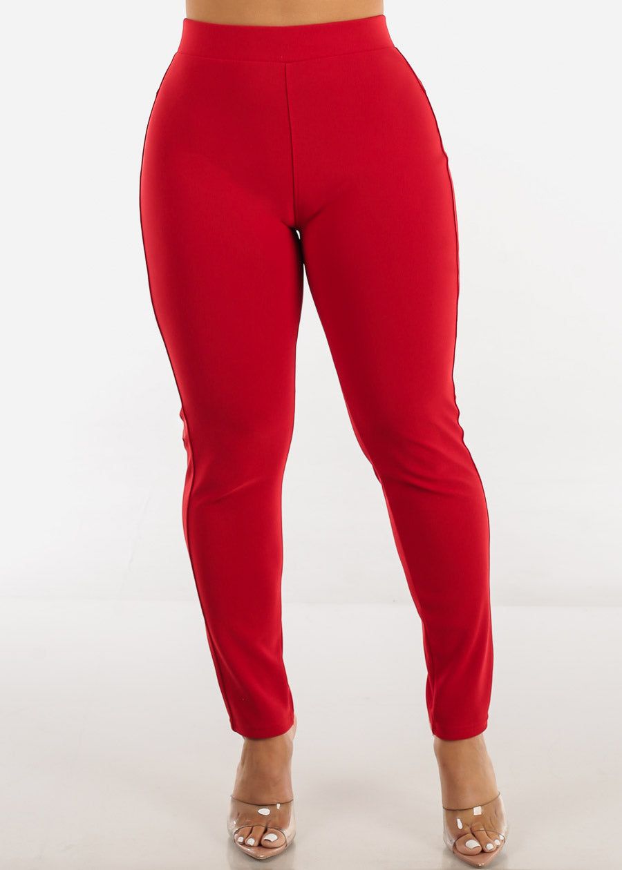 Red Butt Lifting High Waist Dressy Skinny Pants sold by Moda product image thumbnail 3