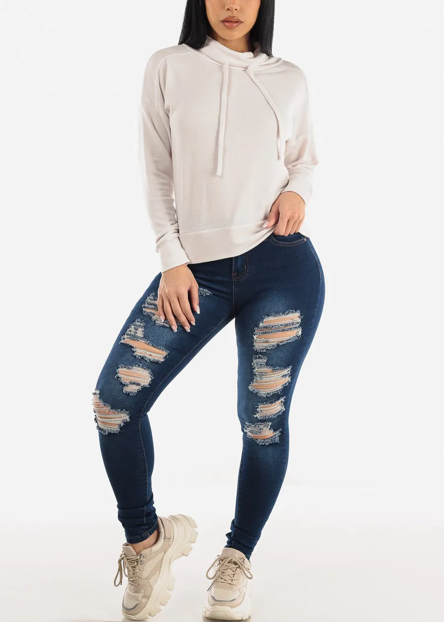 Mid Rise Distressed Dark Stretchy Skinny Jeans sold by Moda product image thumbnail 2
