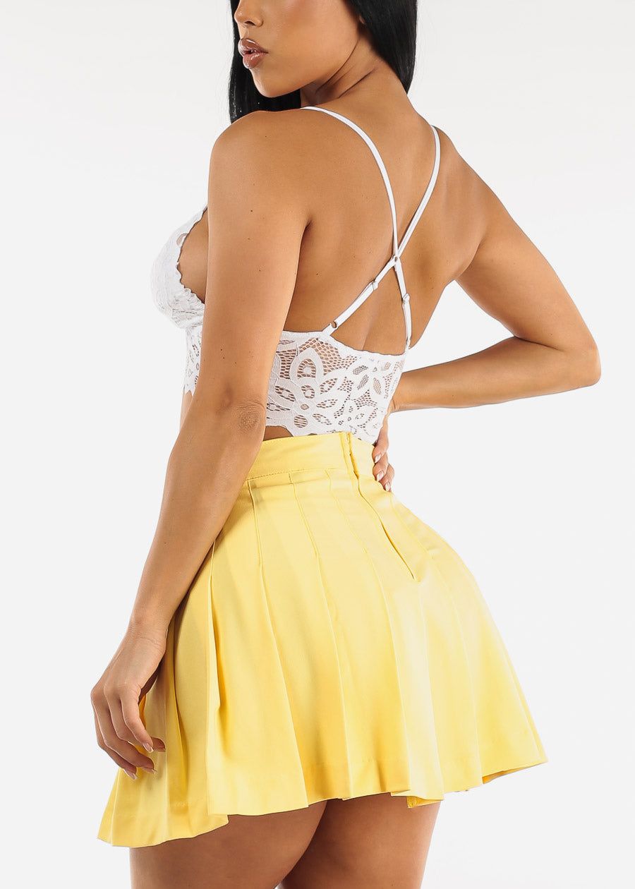 White Sleeveless Knit Lace Cross Strap Bralette sold by Moda product image thumbnail 5