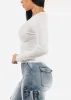 Long Sleeve White Crewneck Ribbed Sweater sold by Moda