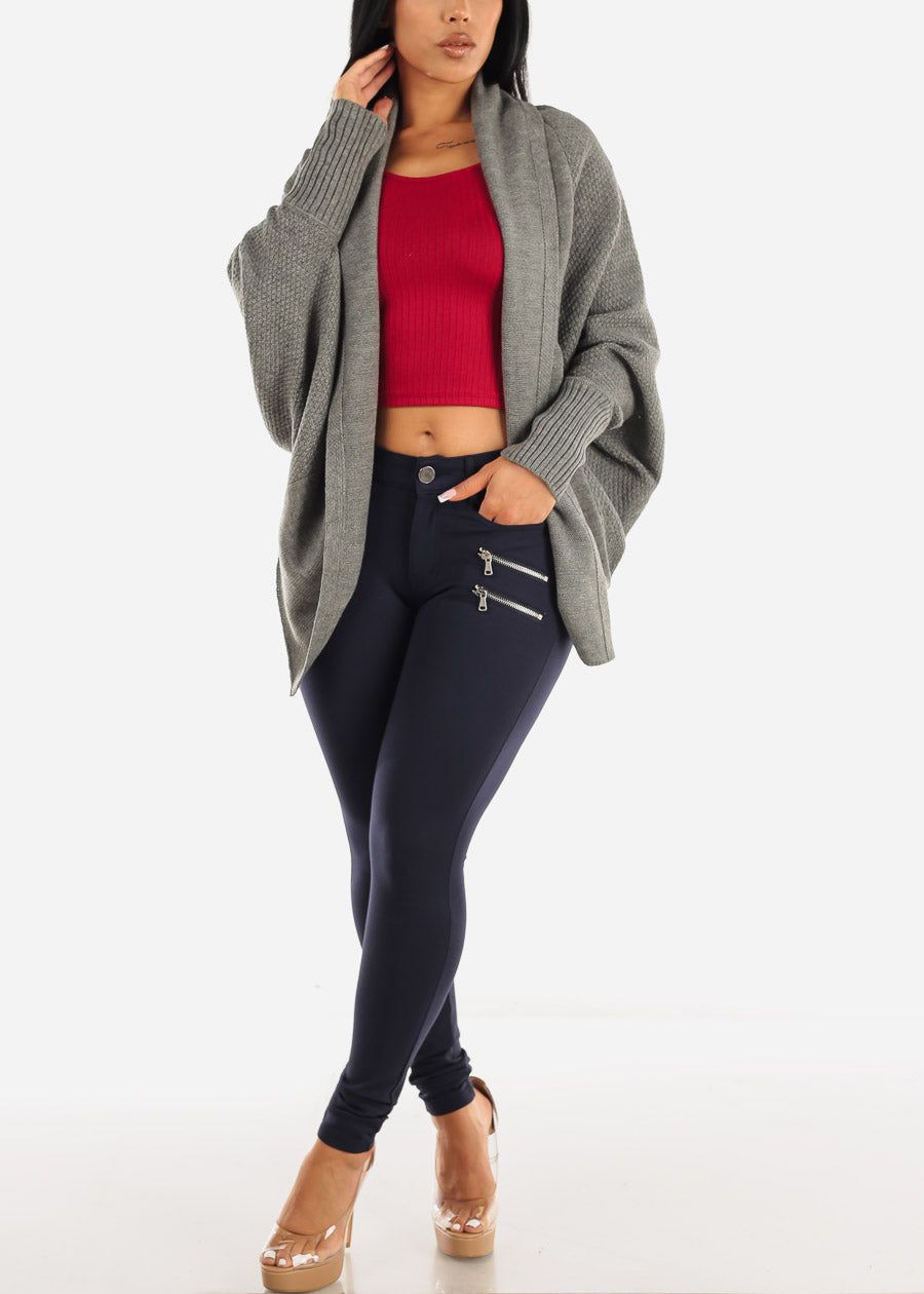 Red Ribbed Knit Long Sleeve Crop Top sold by Moda product image thumbnail 2