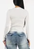 Long Sleeve White Crewneck Ribbed Sweater sold by Moda