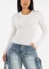 Long Sleeve White Crewneck Ribbed Sweater sold by Moda