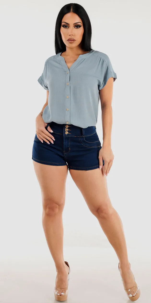 Blue Vneck Butt Lift Denim Look sold by Moda