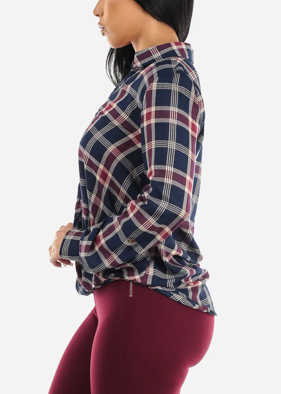 Button Up Twisted Front Roll Up Sleeve Shirt Navy sold by Moda product image thumbnail 3