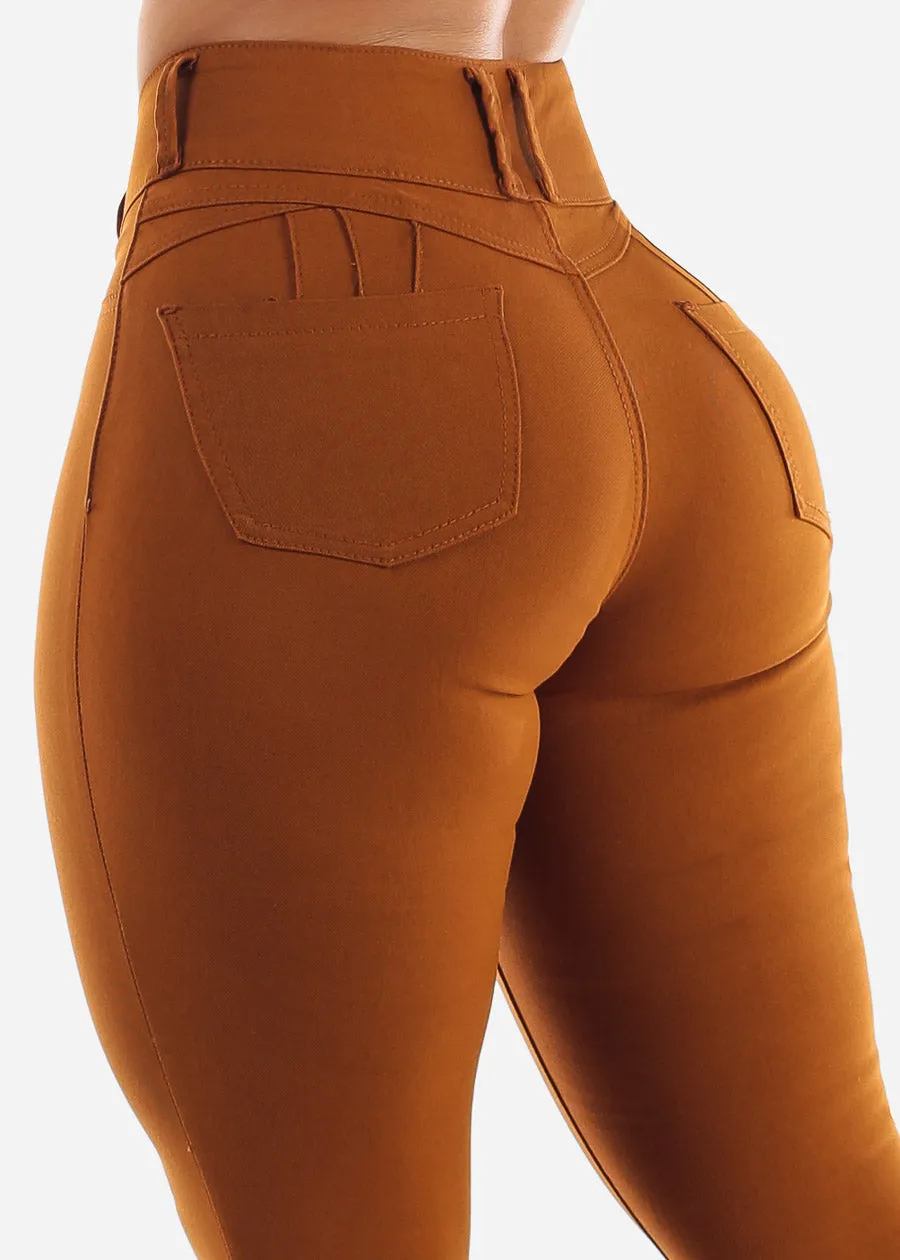 High Waist Butt Lift Levanta Cola Brown Jeggings sold by Moda