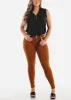 High Waist Butt Lift Levanta Cola Brown Jeggings sold by Moda