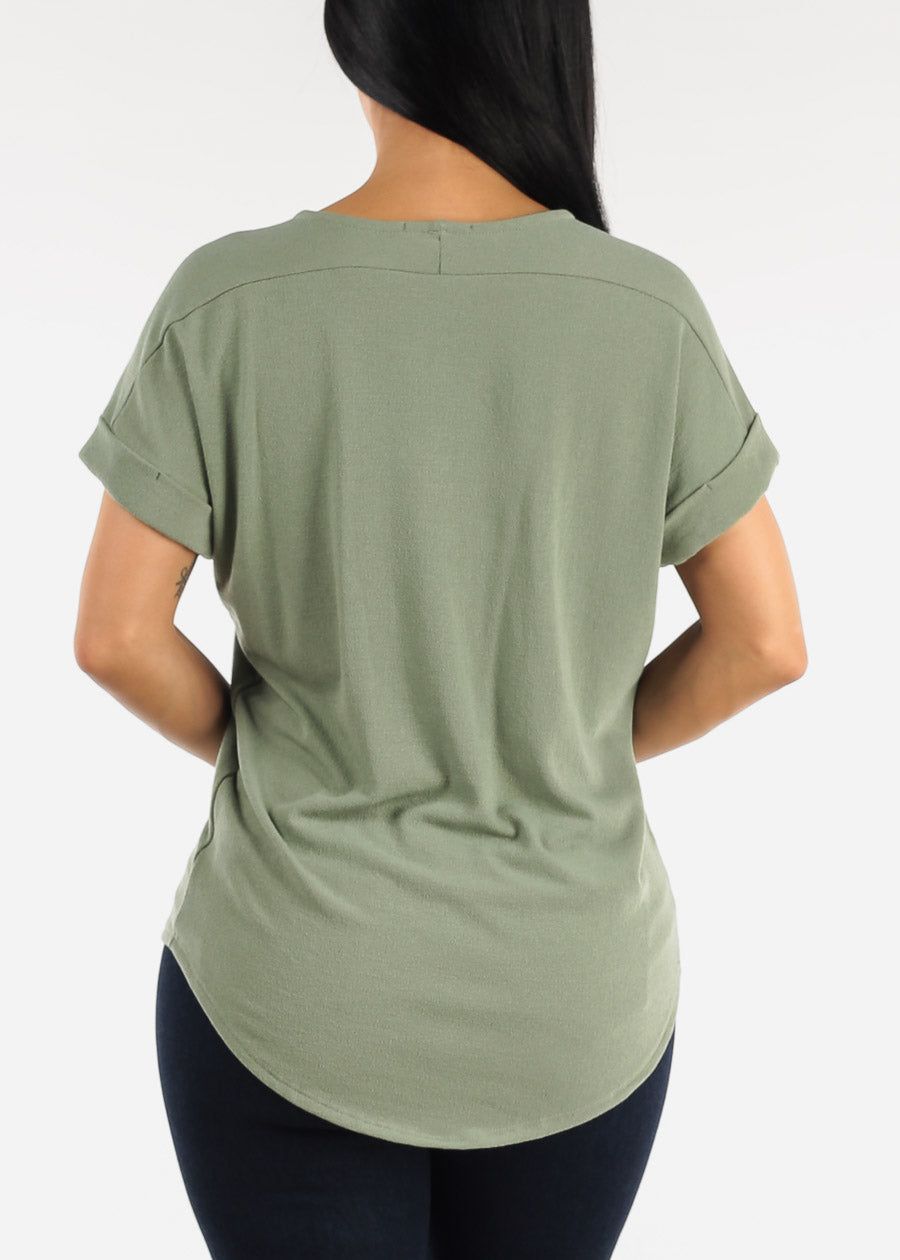Short Sleeve Vneck Tunic Top Olive sold by Moda product image thumbnail 4