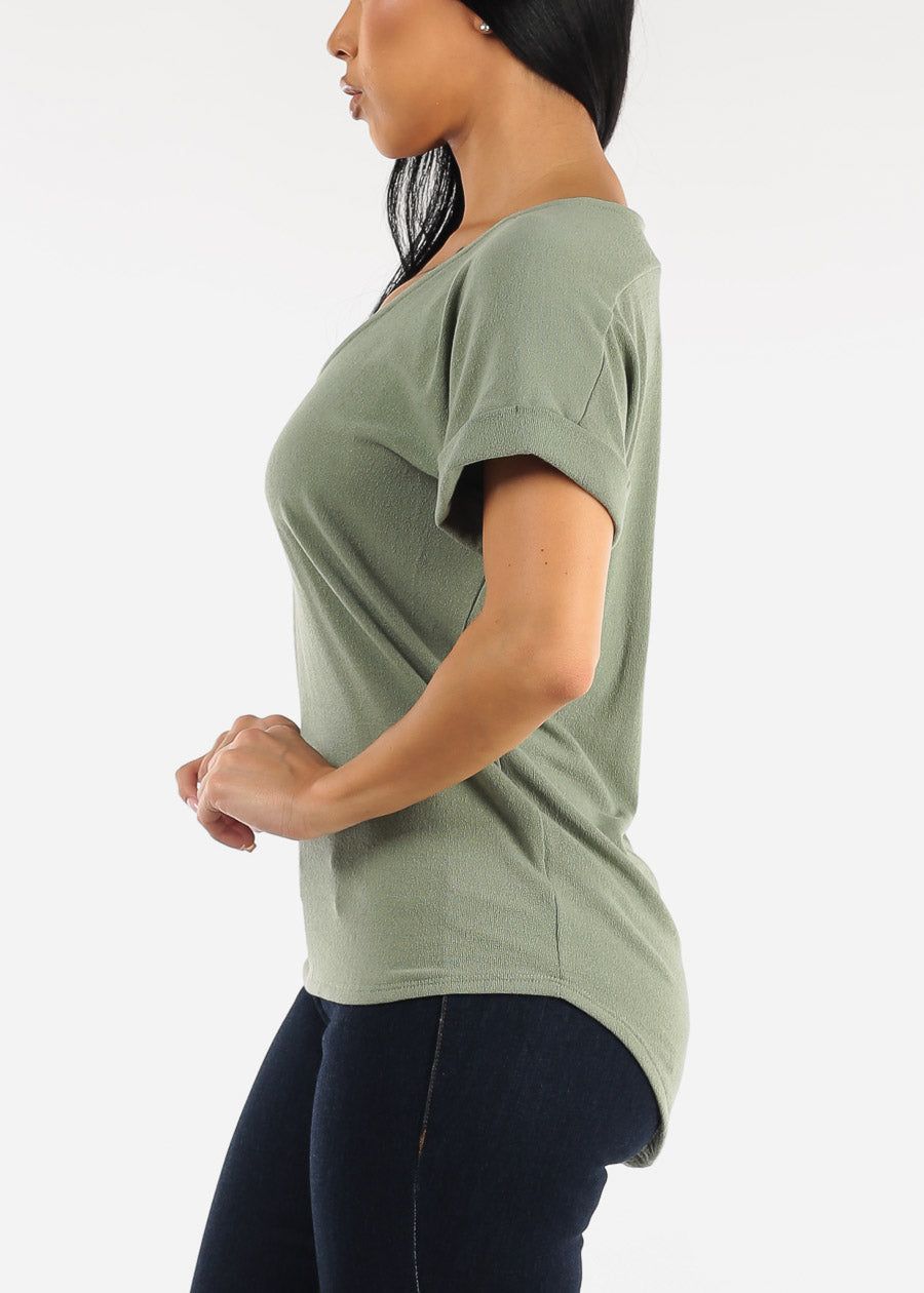 Short Sleeve Vneck Tunic Top Olive sold by Moda product image thumbnail 3