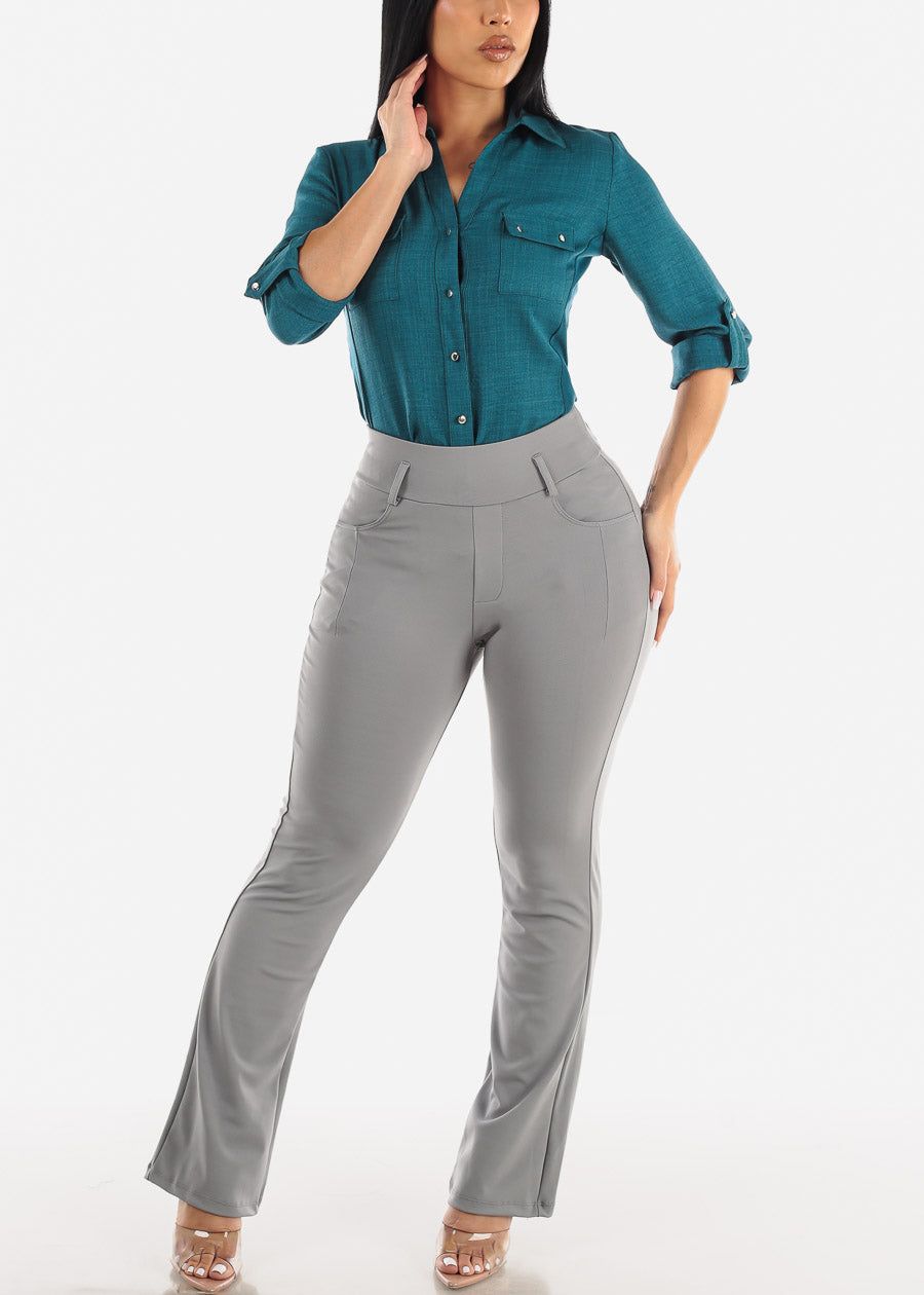 Button Up Shirt Teal Quarter Sleeve sold by Moda product image thumbnail 2