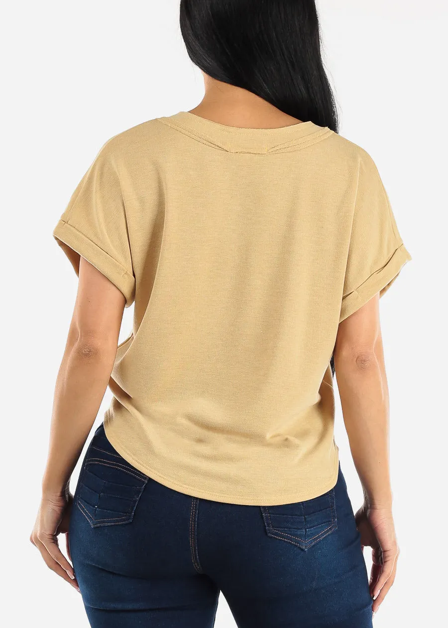 Short Sleeve Vneck Soft Terry Top Mustard sold by Moda product image thumbnail 3