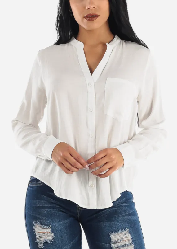 White Loose Button Up Top sold by Moda