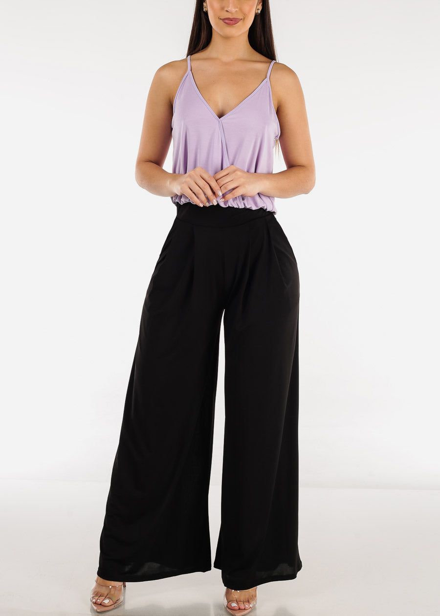 High Waisted Flare Palazzo Pants Black w Pockets sold by Moda product image thumbnail 2