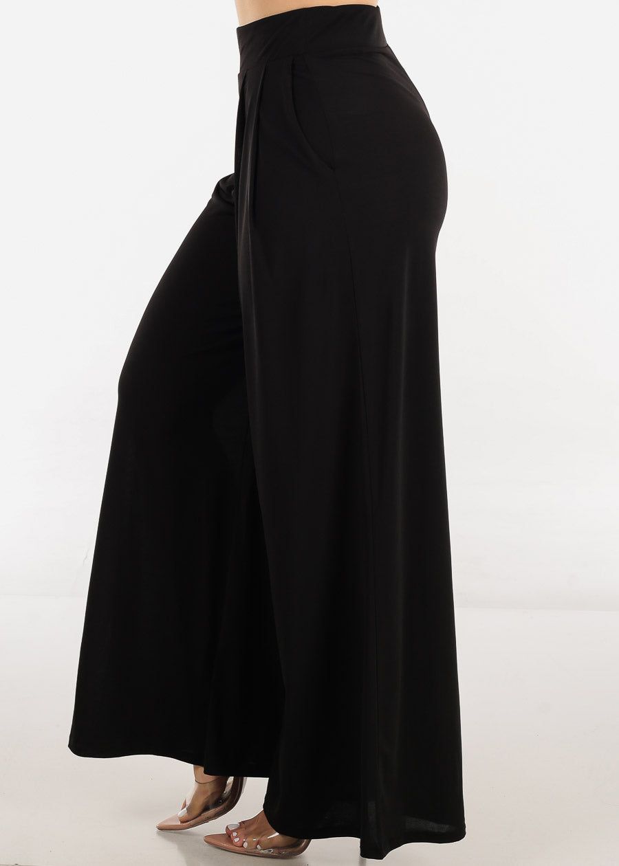 High Waisted Flare Palazzo Pants Black w Pockets sold by Moda product image thumbnail 3