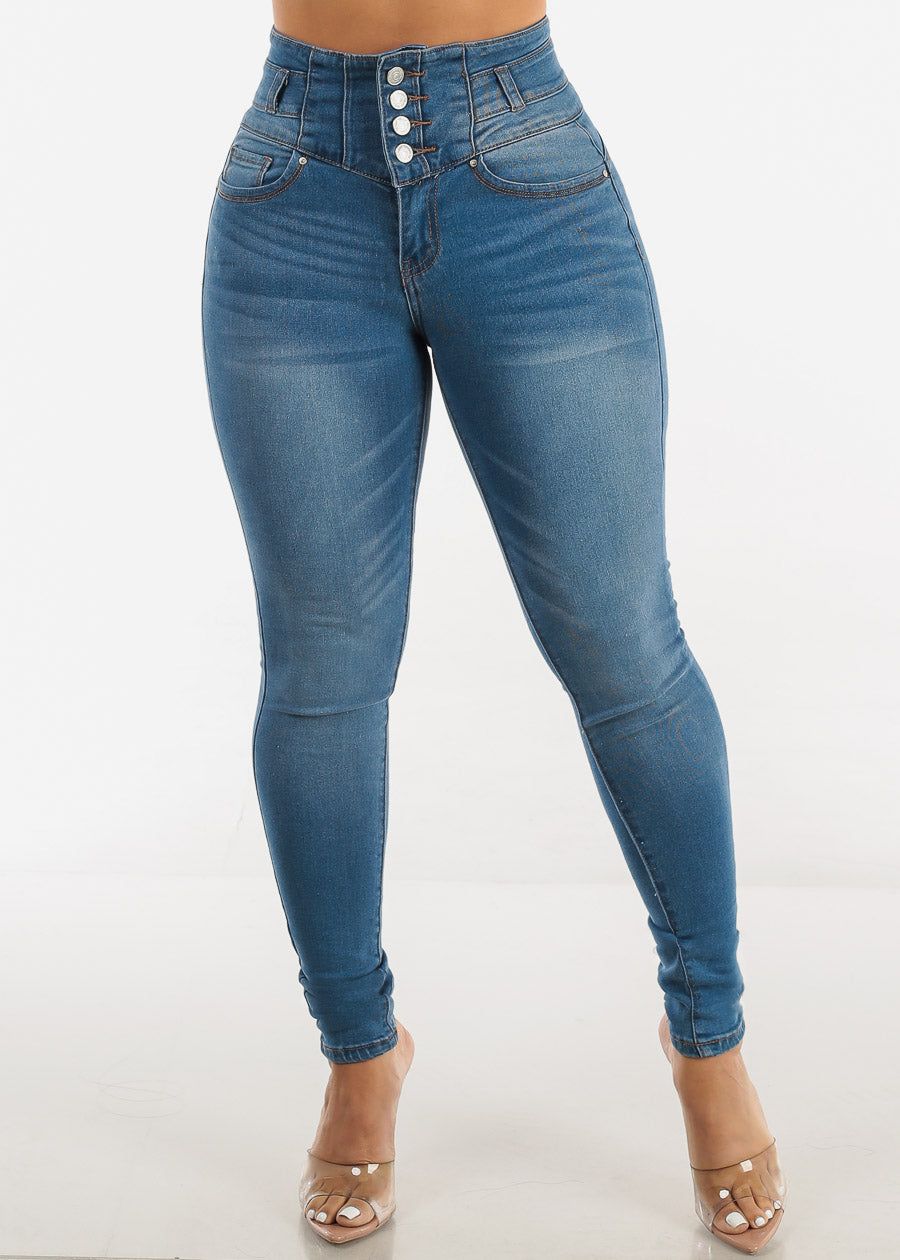 Butt Lifting Super High Rise Skinny Jeans Light Blue sold by Moda product image thumbnail 4