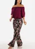Boho Smocked Waist Floral Palazzo Pants Black sold by Moda