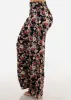 Boho Smocked Waist Floral Palazzo Pants Black sold by Moda
