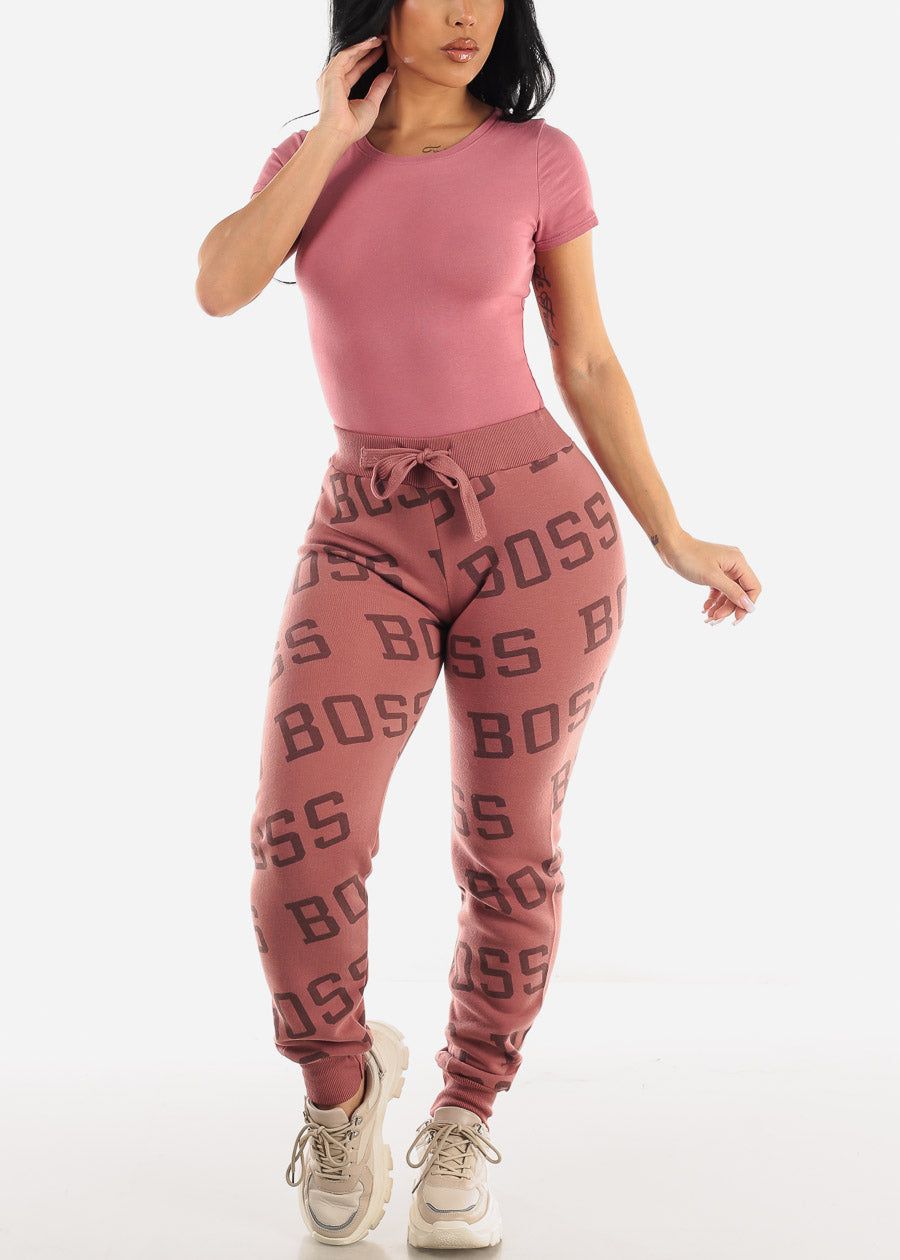 Short Sleeve Crewneck Thong Bodysuit Light Rose sold by Moda product image thumbnail 2