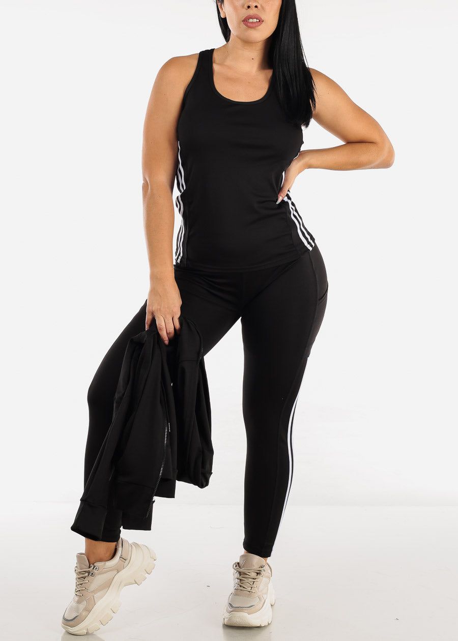 Black Activewear Jacket, Tank Top & Leggings (3 PCE SET) sold by Moda product image thumbnail 2