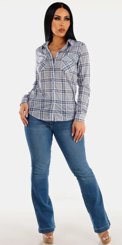 Indigo Denim & Blue Plaid Outfit sold by Moda