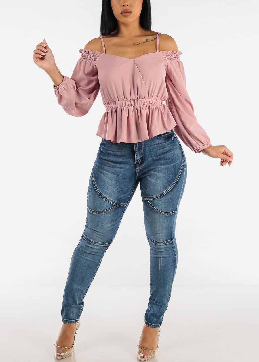 Super High Waisted Med Wash Skinny Jeans sold by Moda product image thumbnail 2