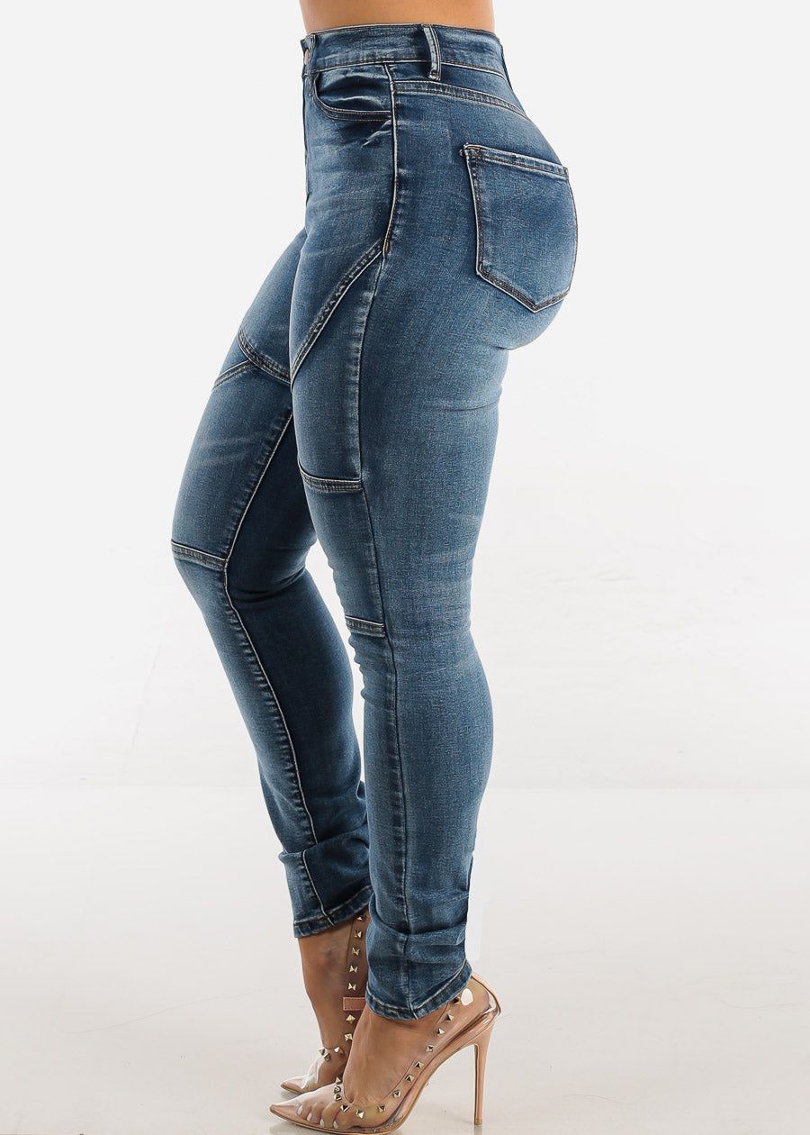 Super High Waisted Med Wash Skinny Jeans sold by Moda product image thumbnail 3