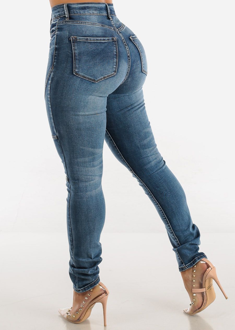 Super High Waisted Med Wash Skinny Jeans sold by Moda product image thumbnail 4