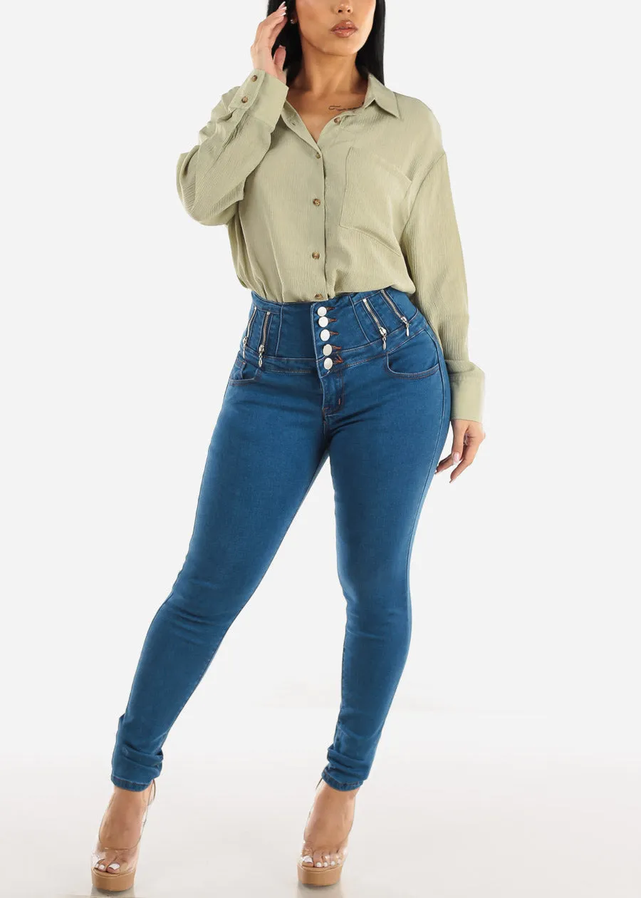 Super High Waisted Butt Lifting Indigo Skinny Jeans sold by Moda product image thumbnail 2