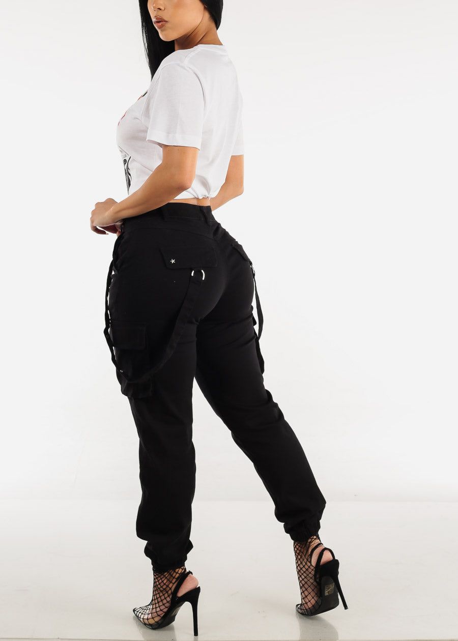High Waist Black Jogger Pants w Studded Straps sold by Moda product image thumbnail 5