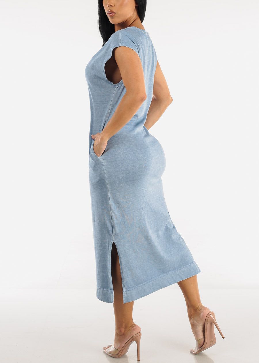 Cotton Midi Dress with Split Hem and Pockets sold by Moda product image thumbnail 4