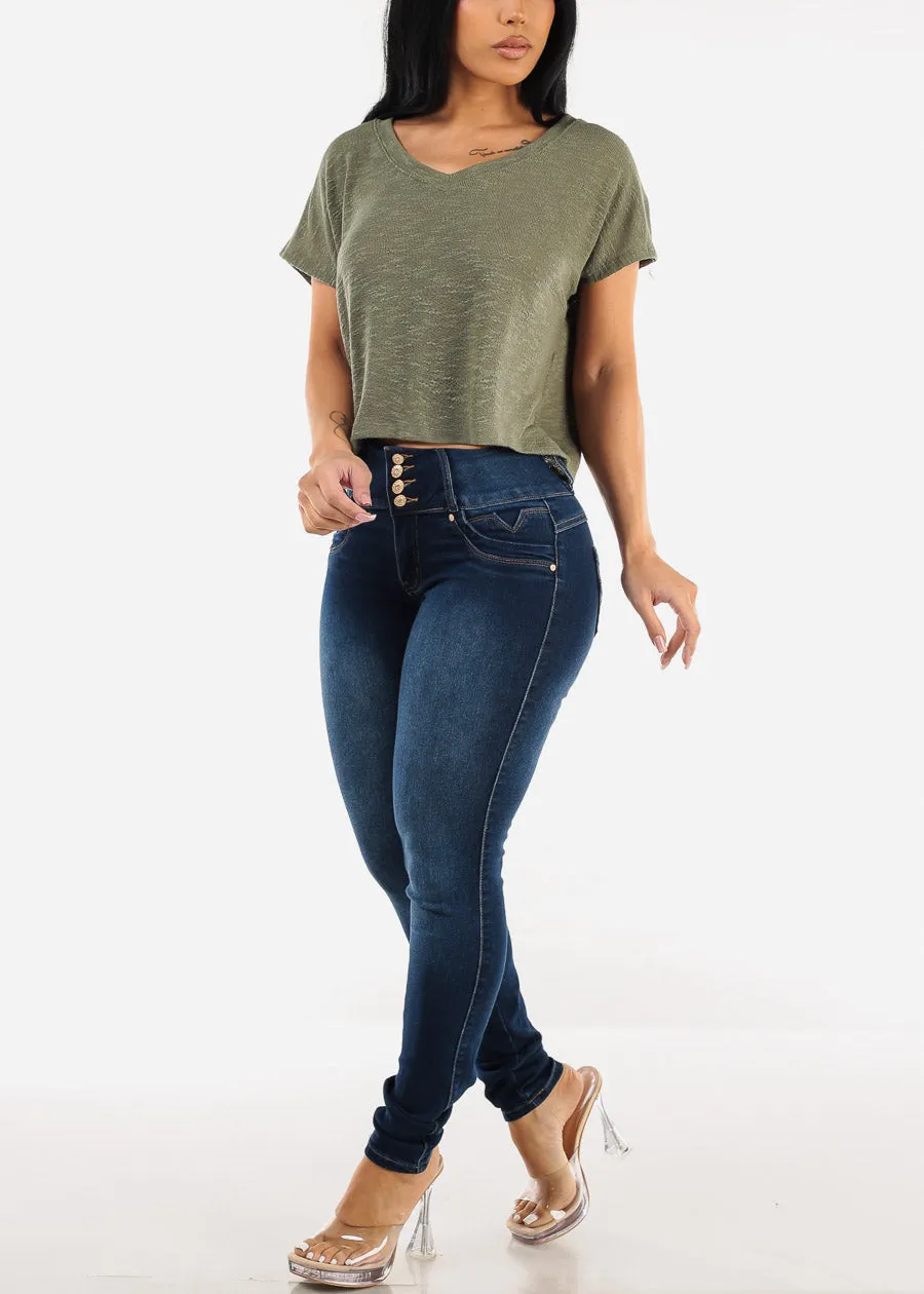 Butt Lift High Waist Dark Skinny Jeans sold by Moda product image thumbnail 2