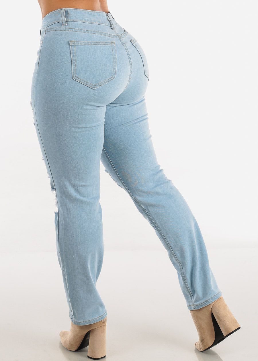 Mid Rise Distressed Bootcut Light Jeans sold by Moda product image thumbnail 5