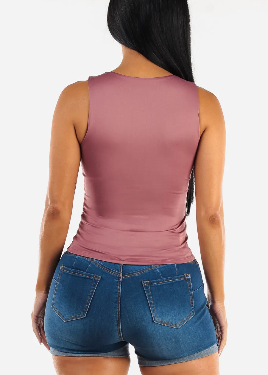 Sleeveless Double Layered Scoop Neck Top Mauve sold by Moda product image thumbnail 5