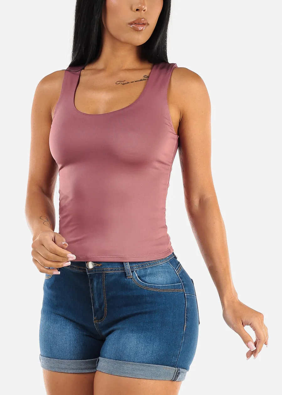 Sleeveless Double Layered Scoop Neck Top Mauve sold by Moda product image thumbnail 2
