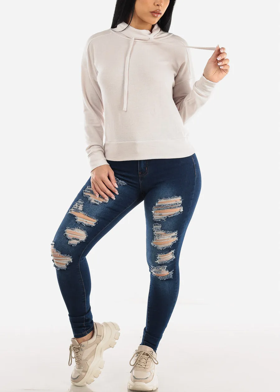 Long Sleeve Turtleneck Soft Terry Sweatshirt Beige sold by Moda product image thumbnail 2