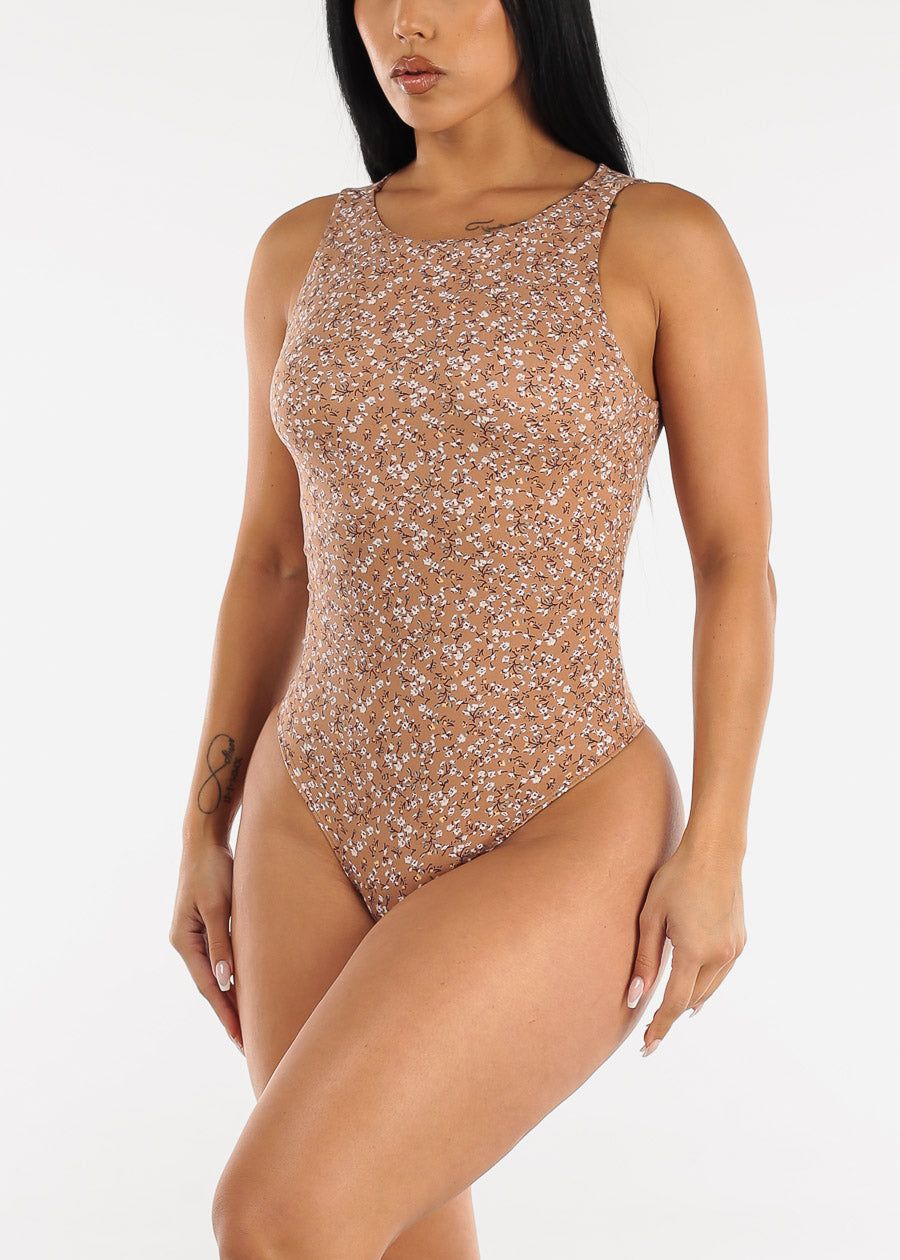 Sleeveless Floral Thong Bodysuit Mocha sold by Moda product image thumbnail 2